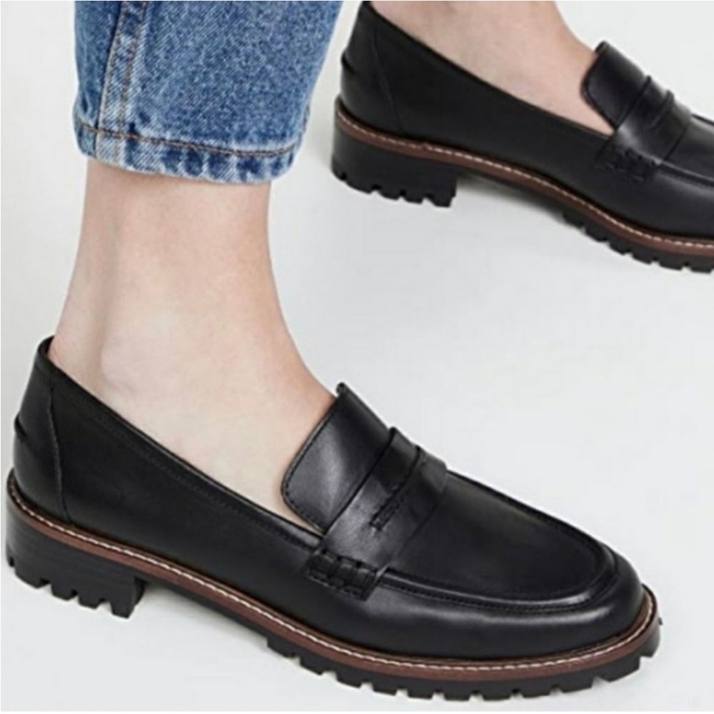 NWOT Madewell Corinne Lug Sole Loafer, Black, Size 9